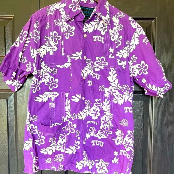 Hawaiiabera Other - Hawaiiabera TCU Texas Christian University Purple Hawaiian Shirt Men’s Sz S